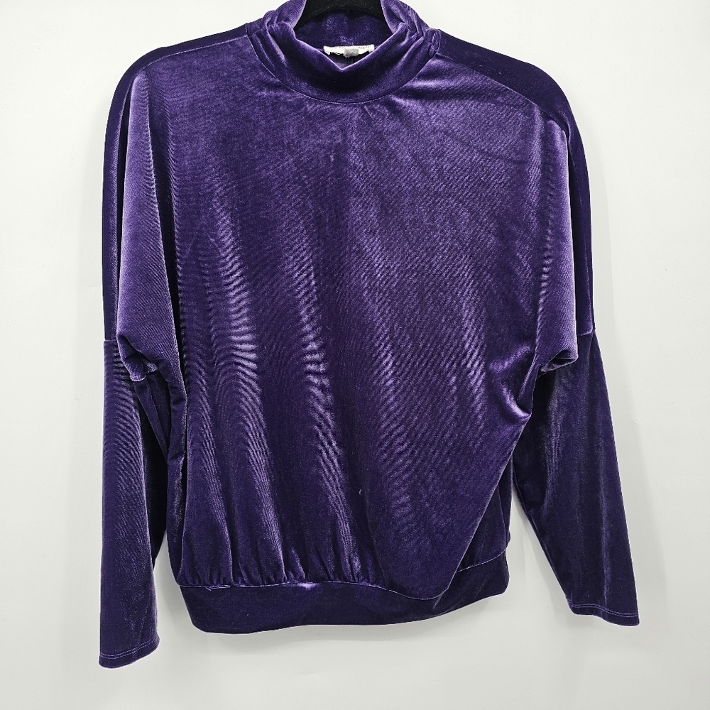 Love & Promises Purple Velvet Mock Neck‎ Top Size M